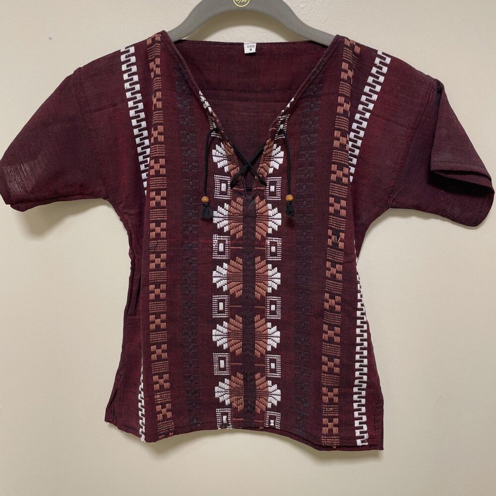 Guatemalan Linen Embroidered Shirt Handwoven Children’s 8 Hippie Natural